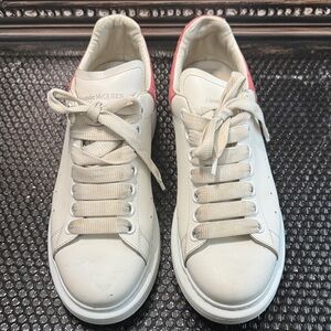 ALEXANDER MCQUEEN Cream and Pink Croc Platform Sneakers